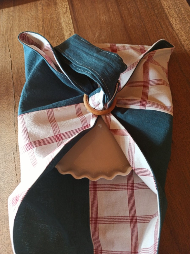 Porte-tarte artisanal en coton recyclé – Anne-cyclée